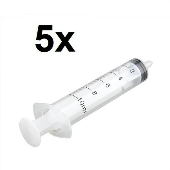 5x Syringe Luer Slip Tip 10mL Liquid Clear Plastic Sterile Medical/Animal Feeder