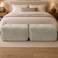 thumbnail image 6 of Yomsum Oversized Ottoman Bench, Soft Plush Upholstered Footrest, Rectangular Floor Ottoman for Living Room, Extra Seating, Coffee Table Alternative, Beige, 6 of 8