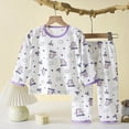 thumbnail image 2 of TOWED22 Toddler Boys Sleepwear Pajama Set 2Pcs Long Sleeve Crewneck Top with Pants Soft Cotton Print Fall Winter 6-12 Months 12-24 Months 2t 3t 4t 5t 6t 7t 8t 9t Children,Light Purple,12-13 Y, 2 of 4