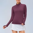 thumbnail image 2 of BiZtdJrK Workout Tops for Women 1/4 Zip Up Long Sleeve Running Athletic Shirts Lightweight Slim Fit Yoga Sport T Shirt with Thumb Holes Wine XS, 2 of 10