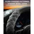 thumbnail image 4 of Universal 15 Inches Car Steering Wheel Cover Fluffy Winter Plush Steering Wheel Cover, Gray, 4 of 14