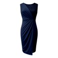 thumbnail image 3 of Women's Sleeveless Contrast Sequin Wedding Guest Dress Bodycon Formal Party Dresses Side Split Evening Dresses for Women Navy M, 3 of 4