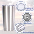 thumbnail image 3 of Muka 20 oz. Stainless Steel Tumbler with Resistant Lid, Double Walled Insulated Travel Mug, 7"H x 3.5"D-Silver-resistant lid, 3 of 9