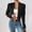Black, variant on Womens Lapel Collar Cropped Jacket Long Sleeve Open Front Casual Commuter Outerwear Coat Sky Blue XS(XS)
