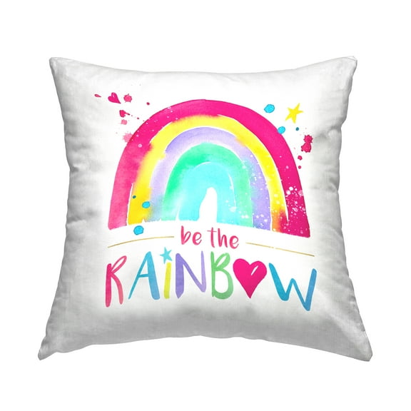 Stupell Industries Be The Rainbow Phrase Square Decorative Printed Throw Pillow, 18 x 18