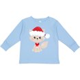 thumbnail image 3 of Inktastic Christmas Cat, Cute Cat, Beige Cat, Santa Hat, Xmas Girls Long Sleeve Toddler T-Shirt, 3 of 5