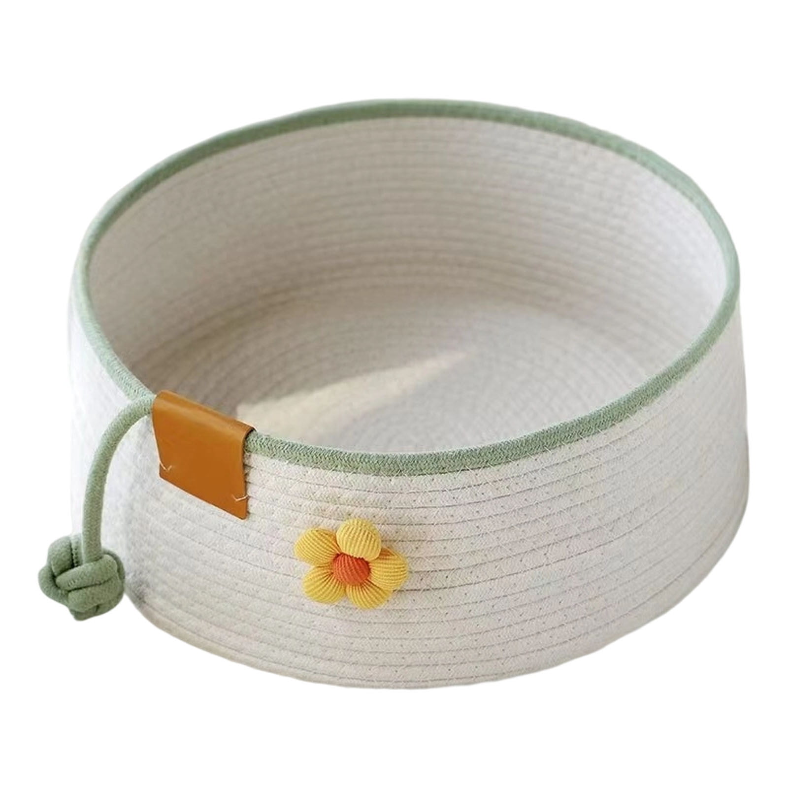 Cute Woven Cat Bed Basket, Soft Cotton Rope Scratching Nest for Indoor Cats, Round Sleeping House 1 Pack, Cozy Pet Lounge for Kittens & Puppies 13.8x5.1 Inch