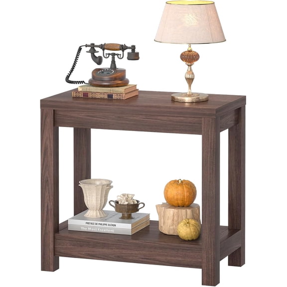 Farmhouse End Table, Narrow Side Table, Slim End Table with Storage Shelf, Small Console Table for Small Spaces, Nightstand Sofa Table for Living Room, Bedroom