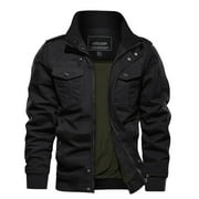 TACVASEN Mens Lightweight Casual Jacket Windproof Outdoor Coat Working Jacket Balck L