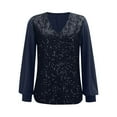 thumbnail image 4 of ShomPort Womens Sequin Tops V Neck Long Sleeve Glitter Shirts Blouse Trendy Evening Going Out Blouse Pullover, 4 of 7