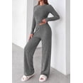 thumbnail image 4 of PRETTYGARDEN Women 2 Piece Striped Lounge Sets Soft Cozy Knit, Matching Airport Travel Outfits, Long Sleeve Shirts, Wide Leg Pants Pockets, Fall Winter Comfy Casual Clothes, 4 of 8