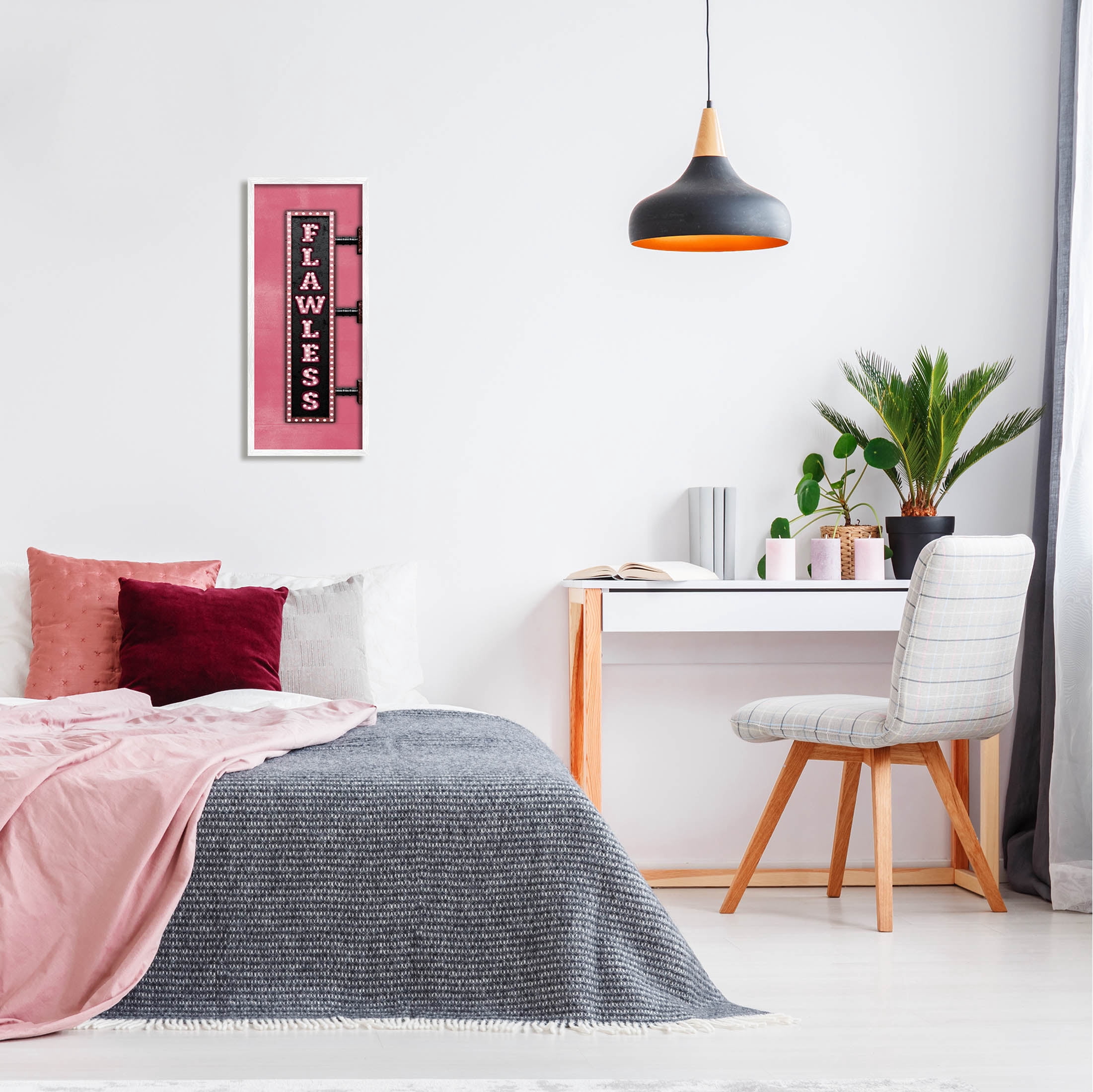 Stupell Industries Pink Flawless Retro Lights Sign Graphic Art White Framed Art Print Wall Art, Design by JJ Design House LLC
