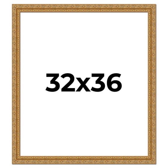 32x36 Frame Gold Ornate Solid Wood Picture Frame | 2 Inch Moulding Width | Firman Traditional Photo