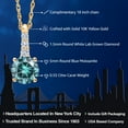 thumbnail image 2 of Gem Stone King 10K Yellow Gold Blue Moissanite and White Lab Grown Diamond Pendant Necklace for Women (0.55 Cttw, Round 5MM, Gemstone, with 18 inch Chain), 2 of 5