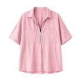 thumbnail image 7 of Enjoytime Women Tops V Neck Collared Half Zip Up Short Sleeve Shirts Summer Casual Work Blouses, 7 of 7