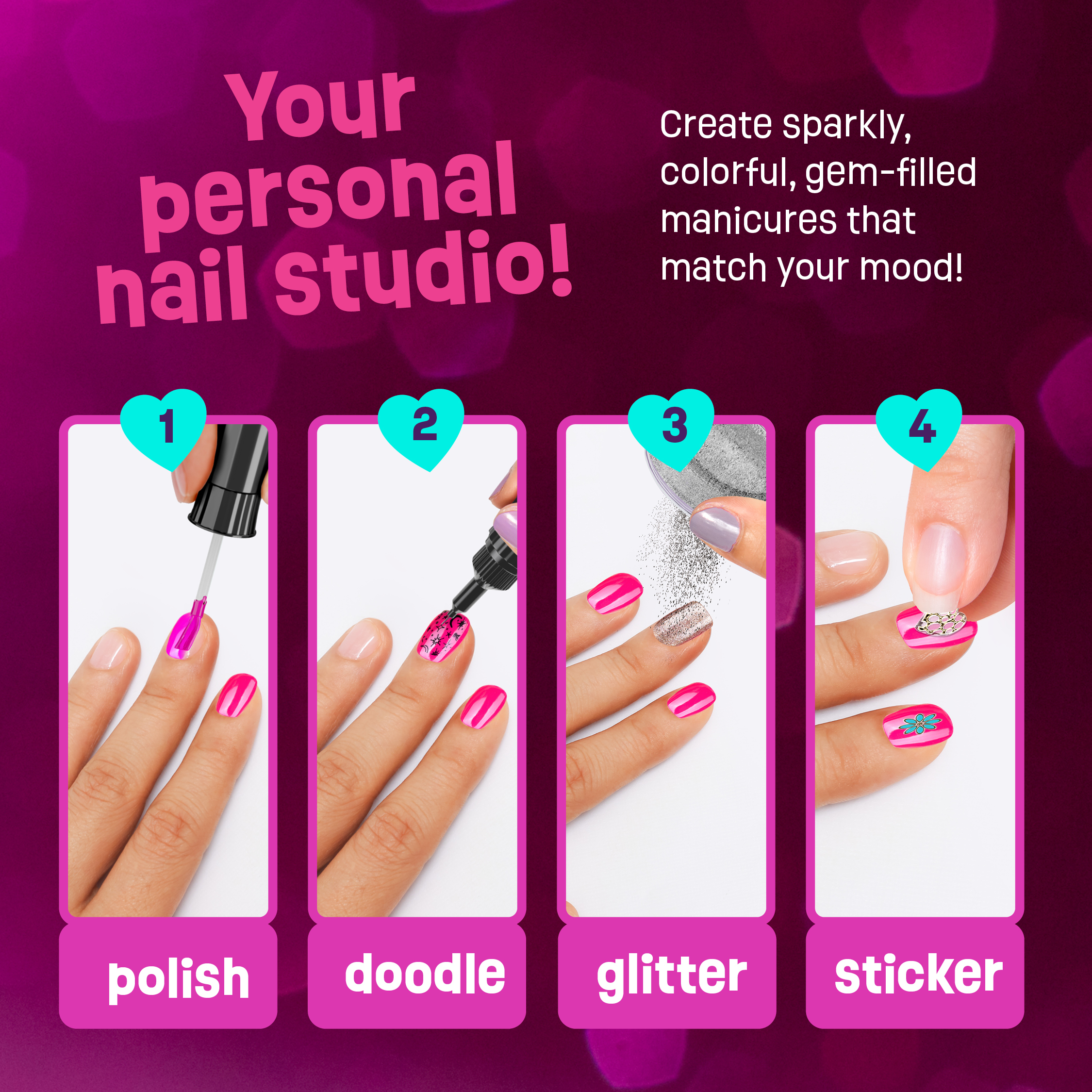 Pretty M Nail Art Studio Kit for Girls, Ages 7-12 photo 5