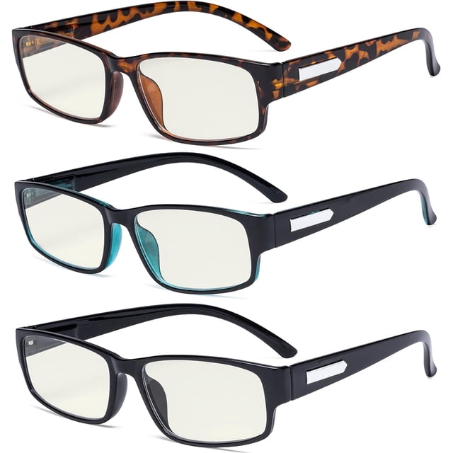 Eyekepper 3-Pack Blue Light Filter Glasses Men - Computer Screen Reading Glasses Blocking Digital Glare +4.00