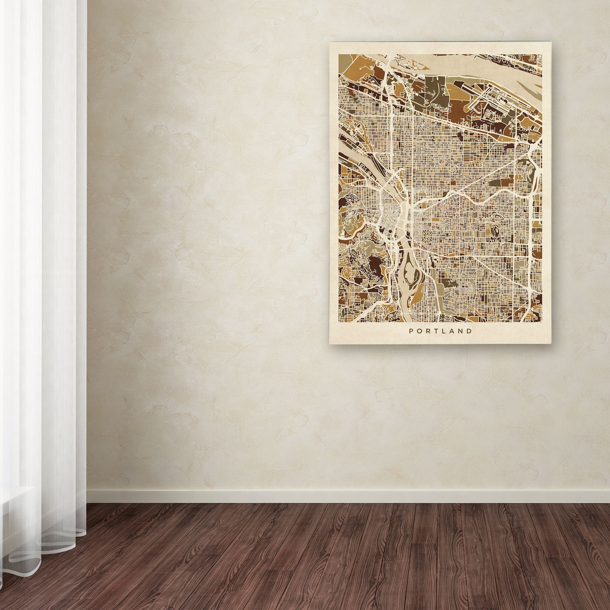 Trademark Fine Art 'Portland Oregon City Street Map II' Canvas Art by Michael Tompsett
