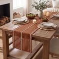 thumbnail image 6 of Sm:)e Linen Fall Table Runner for Dining Table 13 x 120 inch Caramel Linen Style Rustic Farmhouse Hollow Kitchen Dining Room Decoraton, 6 of 7