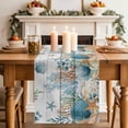 thumbnail image 2 of Table Runner - 72 Inch Long, Teal Blue Coastal Kitchen Dining Table Runner Dresser Scarves, Summer Beach Starfish Shell Coral Nautical Vintage Farmhouse Decor for Coffee Tables Wedding Party Banquet, 2 of 8