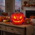 thumbnail image 4 of Halloween Decorations Indoor Outdoor, Lighted Resin Pumpkin Lamp Battery, Spooky Tabletop Ornament for Home Window, Mantel Shelf, Party Display, E E, 4 of 6