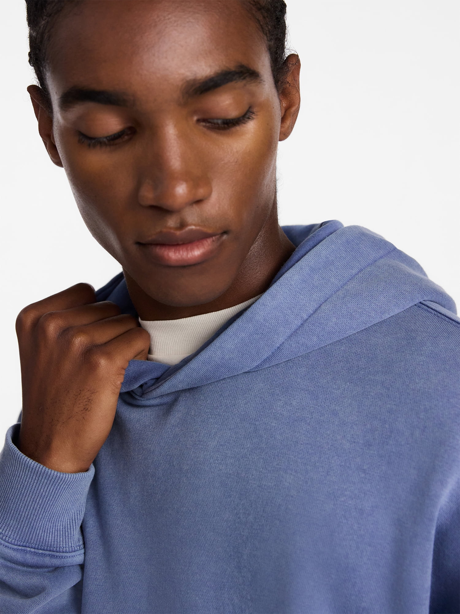 No Boundaries Boxy Fit Oversized Fleece Hoodie with Long Sleeves, Men's XS-4XLT