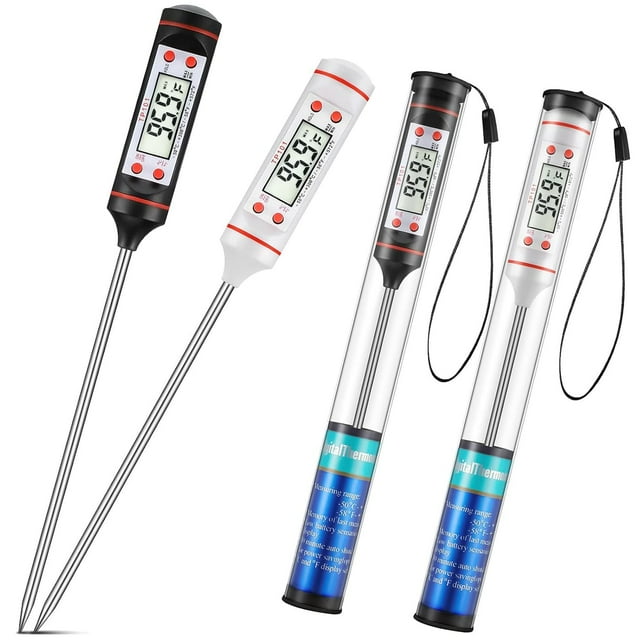 DUTTY Kitchen Thermometer Coffee Thermometer Tea Thermometer Food Thermometer Waterproof Digital Immediate Read Meat Thermometer with Long Probe for Liquid, Candle, Food, Milk, Fry, Candy, Roast 2pcs