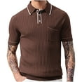 thumbnail image 1 of Chemises pour Hommes Mode Tricot Décontracté Couleur Unie Manches Courtes Col Rabattu Blouse Chemise, 1 of 6