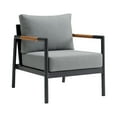 thumbnail image 2 of Crown Aluminum and Teak Wood Outdoor Chair in Black and Dark Gray, 2 of 12