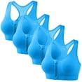 thumbnail image 2 of Sentmoon Plus Size Sports Bra Comfortable Bras for Women 4 Pack Front Zipper Sports Bra Underwire Support Breathable Soft Stretch Back Gather Design Secure Fit Workout Running Gym Active Bra, 2 of 8