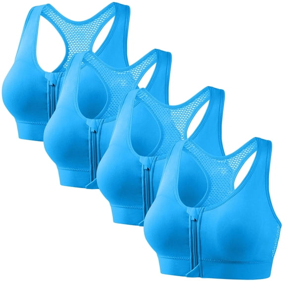 Tumotour 4Pc Front Closure Bras For Women'S Front Zipper Plus Size Sports Bra Supportive No Underwire Bras