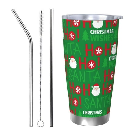 

Goofa Cute Santa for 20 oz Skinny Tumbler Stainless Steel Coffee Mug Slim Vacuum Insulated Travel Cup Car Cup-Straw Three-piece Set