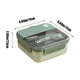 thumbnail image 3 of Plastic Bento Lunch Box Microwave Safe | Portable Food Container for Office | Geometric Window Pane Design | Super Large Capacity | Dual Compartments | 1 Pc | Blue Green | 6.69x6.69x2.95in, 3 of 6