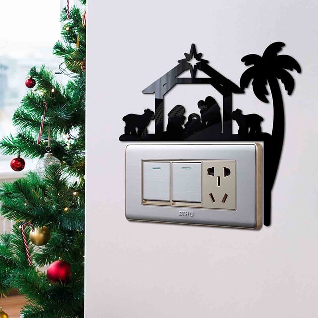Christmas Nativity Acrylic Mirror Sticker Home Decoration Wall Decal