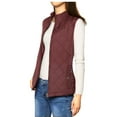 thumbnail image 2 of DARING DIVA Women's Zip Stand Collar Quilted Padded Vest XS Wine Red, 2 of 8