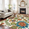 thumbnail image 2 of Paisley Boho Floral Area Rugs 5'x7', Washable Small Throw Rugs for Laundry Room Playroom, Vintage Flowers Botanical Indoor Outdoor Rug Non-Slip Low Pile Carpet Runner Reversible Floor Mats, 2 of 8