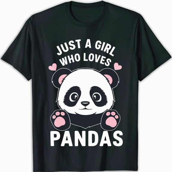 Funny Panda Lovers Gift Just A Girl Who Loves Pandas Girls T-Shirt