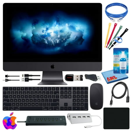 Apple 27" iMac Pro with Retina 5K Display (32GB RAM, 1TB SSD) Bundle with Surge Protector + 32GB Flash Drive + USB-C Hub + USB-C Extension Cable + More