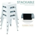 thumbnail image 4 of Stackable Bar Stools Set of 4, 18 Inch Industrial Backless Metal Barstools for Indoor Outdoor Kitchen Dining Patio Garden Classroom, White, 4 of 11