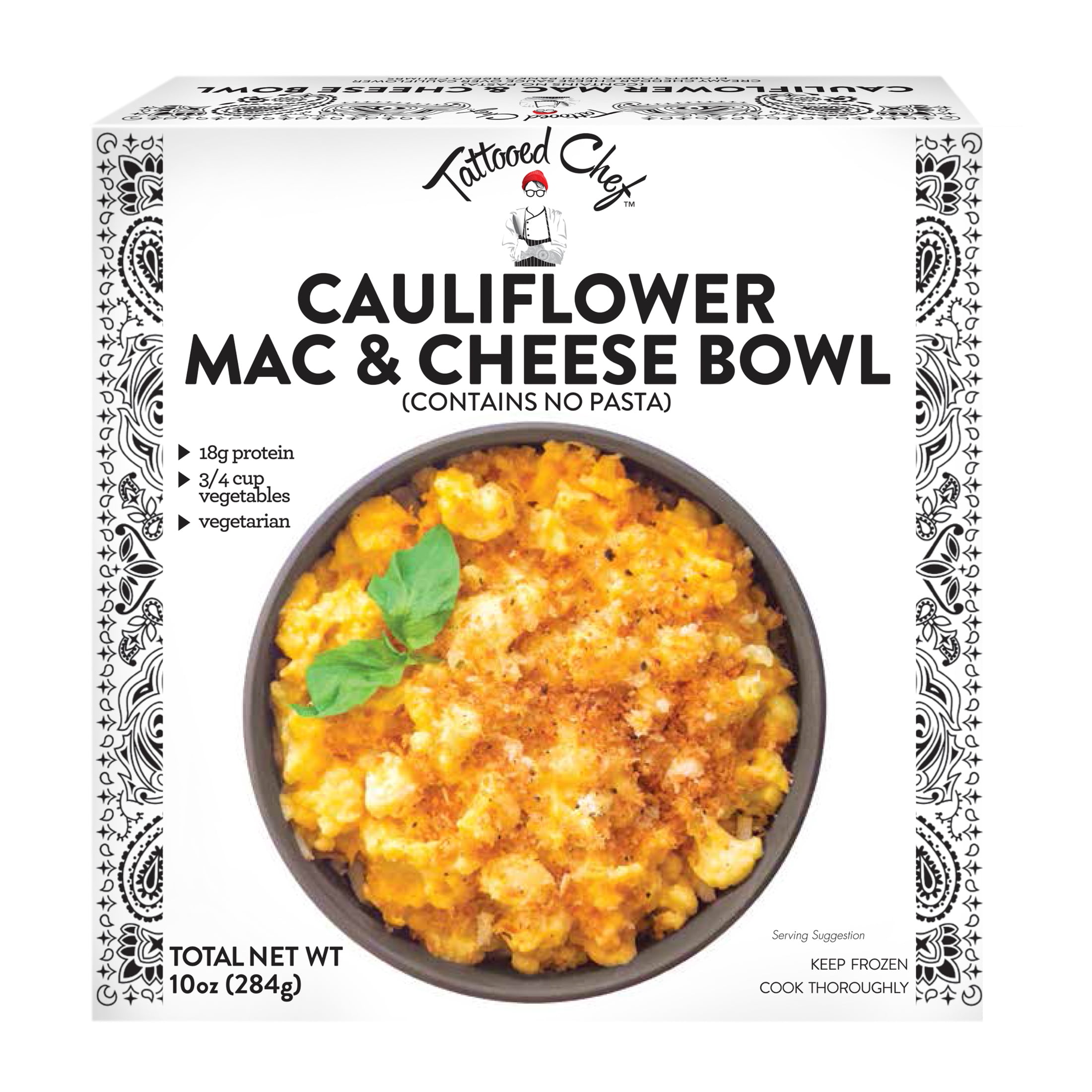Tattooed Chef Cauliflower Mac & Cheese Bowl, Vegetarian, 10 oz