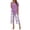 Purple, variant on 2 Piece Women's Outfit Sets Crew Neck Short Sleeve Double Layer Hem Top Leaf Print Wide Leg Cropped Pants