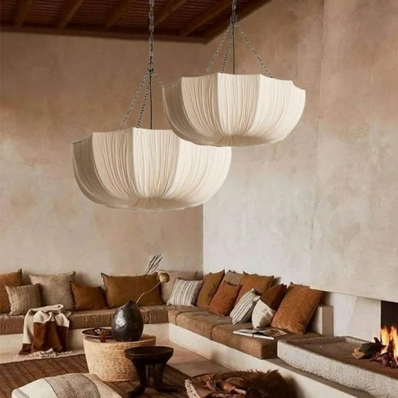 Viaurbe Retro Fabric Pendant Lights Living Dining Room Chandelier Lighting Home Decor Bedroom Lustre Led Hanging Lamp