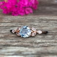 thumbnail image 3 of Blue Aquamarine Engagement Ring 1.25 Carat Round Cut Unique Design Stunning Look 10k Rose Gold, 3 of 5