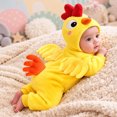 thumbnail image 2 of OJSFQUFP Baby Chicken Toddler Fuzzy Plush Hooded Zipper Jumpsuit with Infant Cosplay Romper for Halloween, 2 of 7