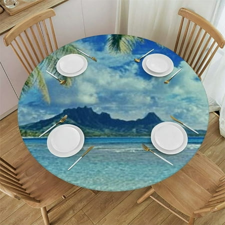 

Autua Palm Trees Mountain Round Tablecloth Stain-Resistant Washable Indoor Outdoor Restaurant Weddings Parties Home Kitchen Decoration Picnic Camping Dining Party 31 -35
