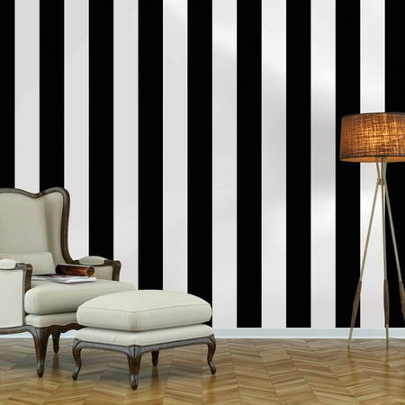 Repeel Removable Peel and Stick Wallpaper, Stripe, Black & (Best Way To Cover Wallpaper)