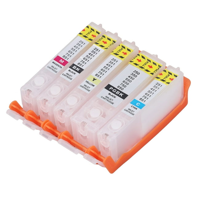 Cartucho de tinta de impresión, cartucho de tinta de 5 piezas Cartucho de impresora reutilizable Cartucho de tinta de impresora reutilizable Diseño fácil de usar
