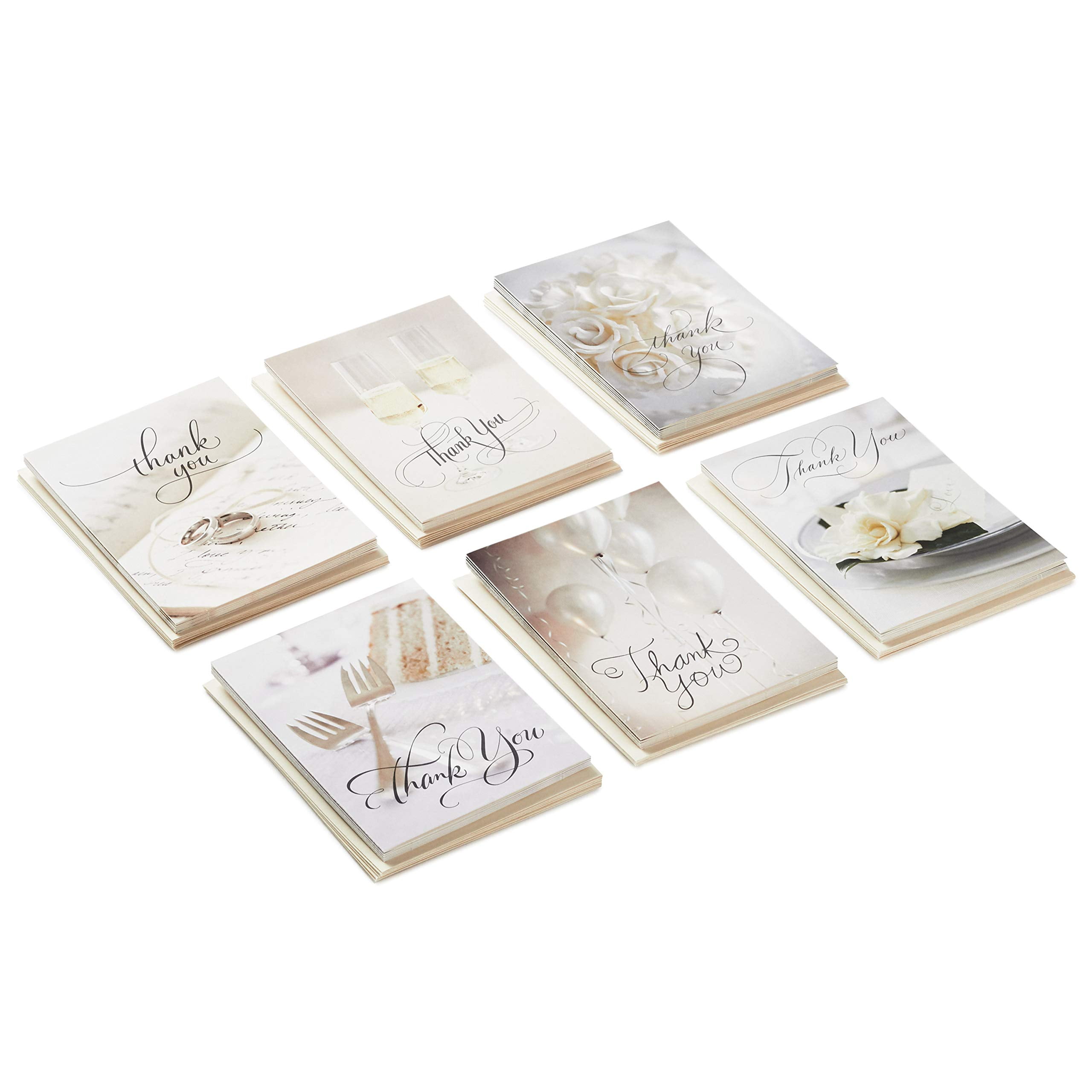 Hallmark Wedding Icons Thank You Notes Greeting Cards with Envelopes, 3.75" x 5.19" (36 Count)