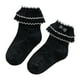 thumbnail image 4 of Calcetines con volantes para niñas, estilo princesa, lindos calcetines de algodón con lazo en el tobillo para primavera y verano, negro L, 4 of 5