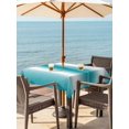 thumbnail image 3 of Outdoor Table Cloth with Umbrella Hole and Zipper, Ombre Turquoise Waterproof Square Tablecloth 54"x54", Gradient White Abstract Minimalist Stripe Washable Table Cover for Outside Party Patio Picnic, 3 of 8